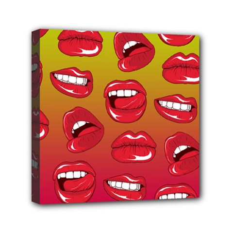 Hot Lips Mini Canvas 6  X 6  (stretched) by ExtraAwesomeSauce
