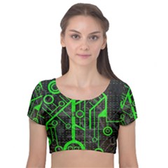 Tech Velvet Short Sleeve Crop Top  by ExtraAwesomeSauce