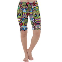 Sugar Skulls Cropped Leggings  by ExtraAwesomeSauce