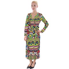 Sugar Skulls Velvet Maxi Wrap Dress by ExtraAwesomeSauce
