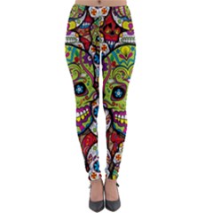 Sugar Skulls Lightweight Velour Leggings by ExtraAwesomeSauce