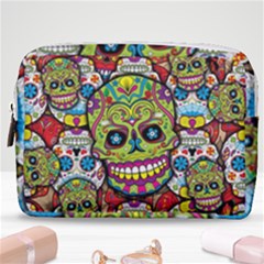 Sugar Skulls Make Up Pouch (medium) by ExtraAwesomeSauce