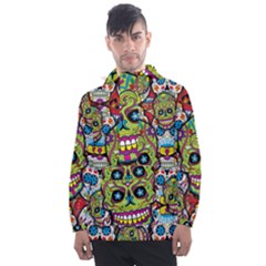 Sugar Skulls Men s Front Pocket Pullover Windbreaker by ExtraAwesomeSauce