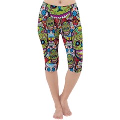Sugar Skulls Lightweight Velour Cropped Yoga Leggings by ExtraAwesomeSauce