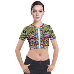 Sugar Skulls Short Sleeve Cropped Jacket by ExtraAwesomeSauce