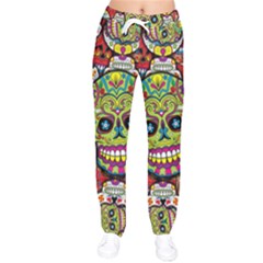 Sugar Skulls Women Velvet Drawstring Pants by ExtraAwesomeSauce