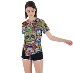 Sugar Skulls Asymmetrical Short Sleeve Sports Tee by ExtraAwesomeSauce