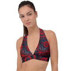Tech - Red Halter Plunge Bikini Top by ExtraAwesomeSauce