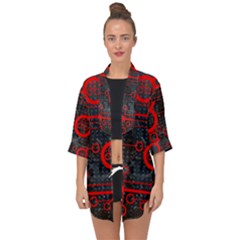 Tech - Red Open Front Chiffon Kimono by ExtraAwesomeSauce