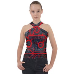 Tech - Red Cross Neck Velour Top by ExtraAwesomeSauce