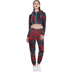Tech - Red Cropped Zip Up Lounge Set by ExtraAwesomeSauce