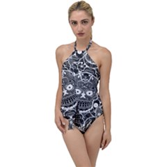 Sugar Skulls Bw Go With The Flow One Piece Swimsuit by ExtraAwesomeSauce