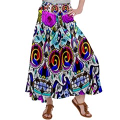 Sugar Skull Pattern 2 Satin Palazzo Pants by ExtraAwesomeSauce