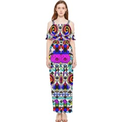 Sugar Skull Pattern 2 Draped Sleeveless Chiffon Jumpsuit by ExtraAwesomeSauce
