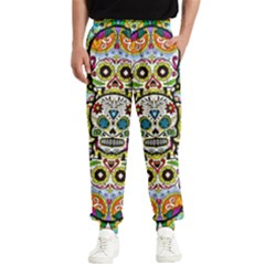 Sugar Skulls Pattern Men s Elastic Waist Pants by ExtraAwesomeSauce