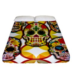 Sugar Skulls Fitted Sheet (queen Size) by ExtraAwesomeSauce