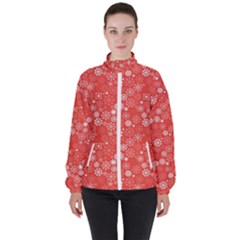 Christmas Snowflakes Women s High Neck Windbreaker by ExtraAwesomeSauce