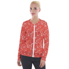 Christmas Snowflakes Velvet Zip Up Jacket by ExtraAwesomeSauce