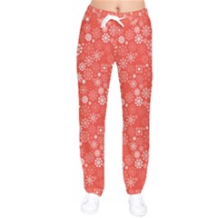 Christmas Snowflakes Women Velvet Drawstring Pants by ExtraAwesomeSauce