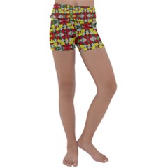 Leaves Pattern Kids  Lightweight Velour Yoga Shorts by ExtraAwesomeSauce
