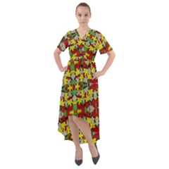 Leaves Pattern Front Wrap High Low Dress by ExtraAwesomeSauce