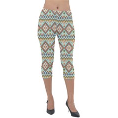 Native American Pattern Lightweight Velour Capri Leggings  by ExtraAwesomeSauce