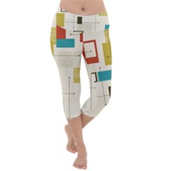Retro Pattern Vintage Lightweight Velour Capri Yoga Leggings by ExtraAwesomeSauce