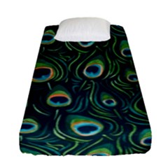 Watercolor Peacock Feather Pattern Fitted Sheet (single Size) by ExtraAwesomeSauce