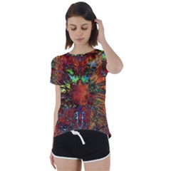 Boho Hippie Trippy Floral Pattern Short Sleeve Foldover Tee by CrypticFragmentsDesign