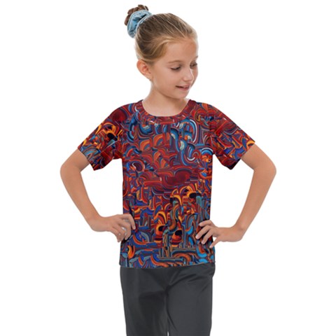 Phoenix In The Rain Abstract Pattern Kids  Mesh Piece Tee by CrypticFragmentsDesign