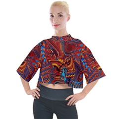 Phoenix Rising Colorful Abstract Art Mock Neck Tee by CrypticFragmentsDesign