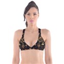 Black and Gold Abstract Line Art Pattern Plunge Bikini Top View1