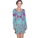 Retro Hippie Abstract Floral Blue Violet Long Sleeve Nightdress View1