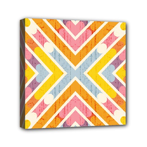 Line Pattern Cross Print Repeat Mini Canvas 6  X 6  (stretched) by Dutashop