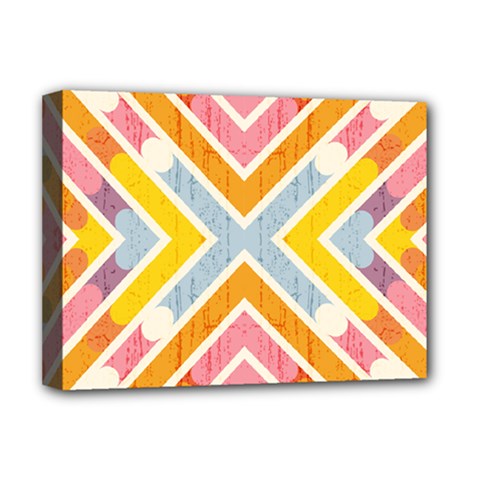 Line Pattern Cross Print Repeat Deluxe Canvas 16  X 12  (stretched)  by Dutashop