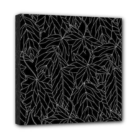 Autumn Leaves Black Mini Canvas 8  X 8  (stretched) by Dutashop