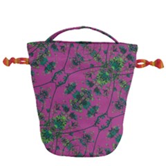 Modern Floral Collage Print Pattern Drawstring Bucket Bag by dflcprintsclothing