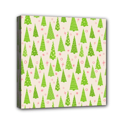 Christmas Green Tree Mini Canvas 6  X 6  (stretched) by Dutashop