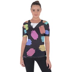 Many Colors Pattern Seamless Shoulder Cut Out Short Sleeve Top by Dutashop