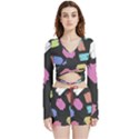 Many Colors Pattern Seamless Velvet Wrap Crop Top and Shorts Set View1