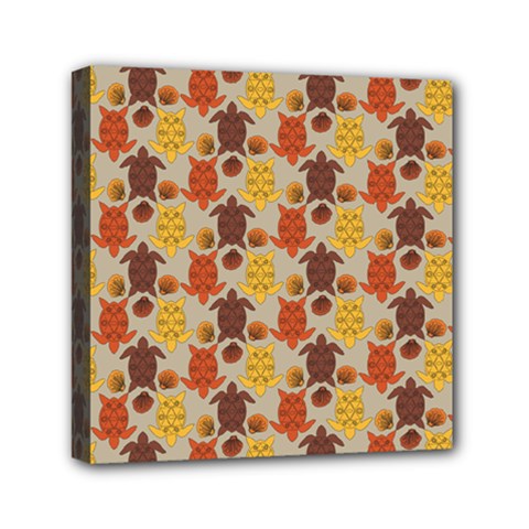 Sea Turtle Sea Life Pattern Mini Canvas 6  X 6  (stretched) by Dutashop