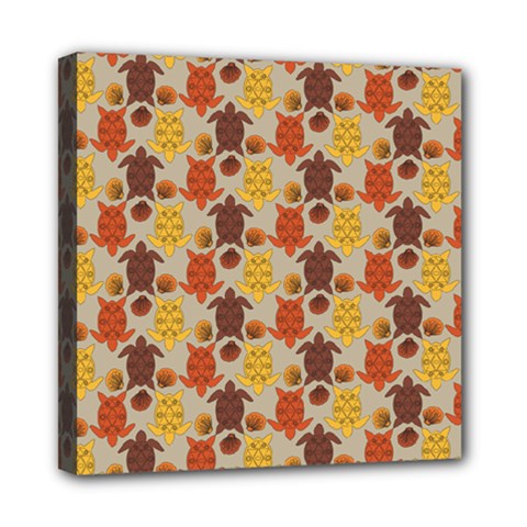 Sea Turtle Sea Life Pattern Mini Canvas 8  X 8  (stretched) by Dutashop