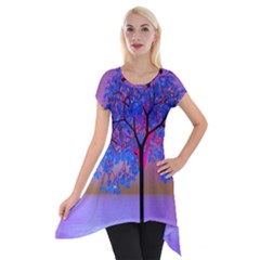 Tree Sunset Short Sleeve Side Drop Tunic by icarusismartdesigns