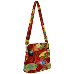 Floral Abstract Zipper Messenger Bag by icarusismartdesigns