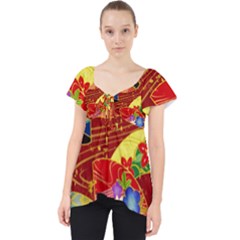 Floral Abstract Lace Front Dolly Top by icarusismartdesigns