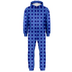 Basket Weave Basket Pattern Blue Hooded Jumpsuit (men)  by Dutashop