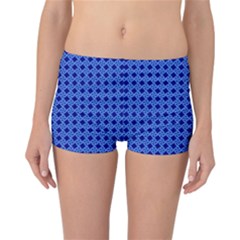 Basket Weave Basket Pattern Blue Reversible Boyleg Bikini Bottoms by Dutashop