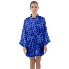 Basket Weave Basket Pattern Blue Long Sleeve Satin Kimono by Dutashop