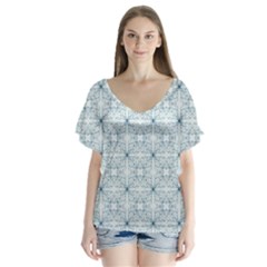 Tulip  Flower  V-neck Flutter Sleeve Top by SychEva