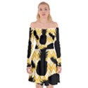 Ananas Chevrons Noir/Jaune Off Shoulder Skater Dress View1